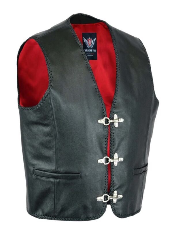 Biker Vest with Leather Braided Work at edges