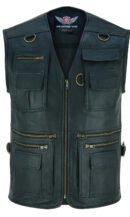 Maverick Utility Vest mens with Adjustable Side Straps in black leather