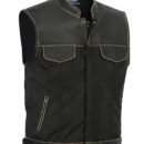 Nexus mens black denim vest with unique denim vest sewing pattern