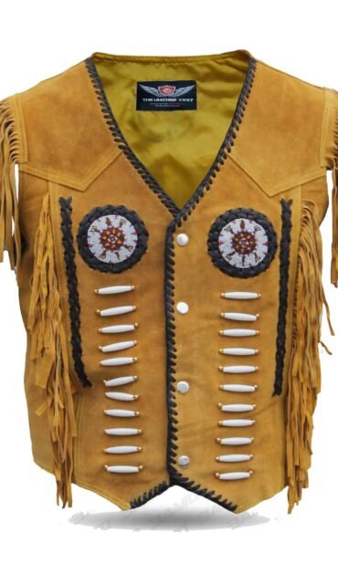 native american beaded vest with fringes