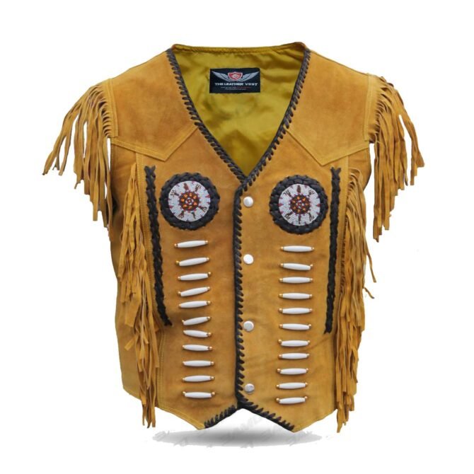 native american beaded vest with fringes