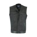Premium denim jean vest mens designed for motorcycle riding, featuring durable stitching and a classic rugged biker style.
