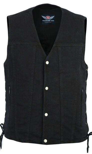 Black Denim Jean Vest for Womens with Mesh Interior Lining