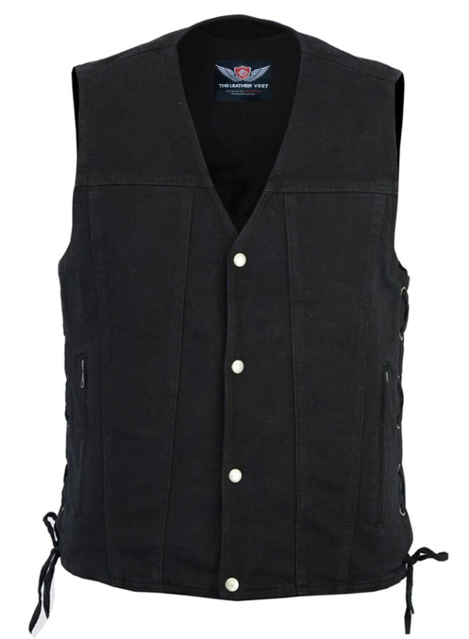 Black Denim Jean Vest for Womens with Mesh Interior Lining