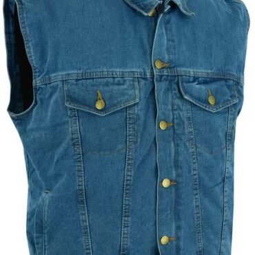 Denim MC Vest with Kent Collar