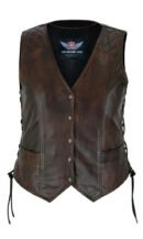 Ladies Motorcycle Riding Vest with Leather Side Laces